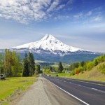 Long View of Mountain Capped In Snow