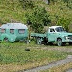 Vintage Green Camper in California