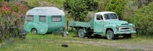 Vintage Green Camper in California