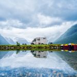 Family RV roadtrip in the mountains